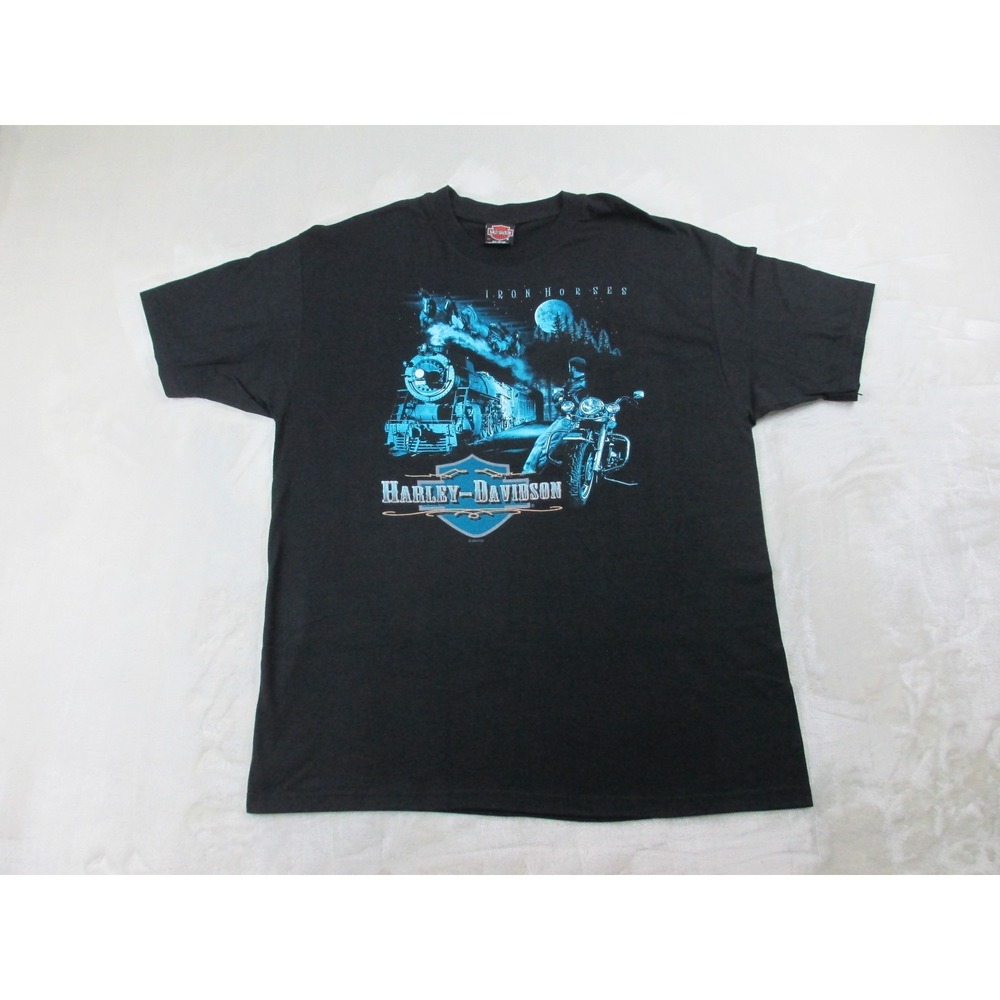 VINTAGE Harley Davidson Shirt Mens Extra Large Black Bahamas Iron Horses Biker*